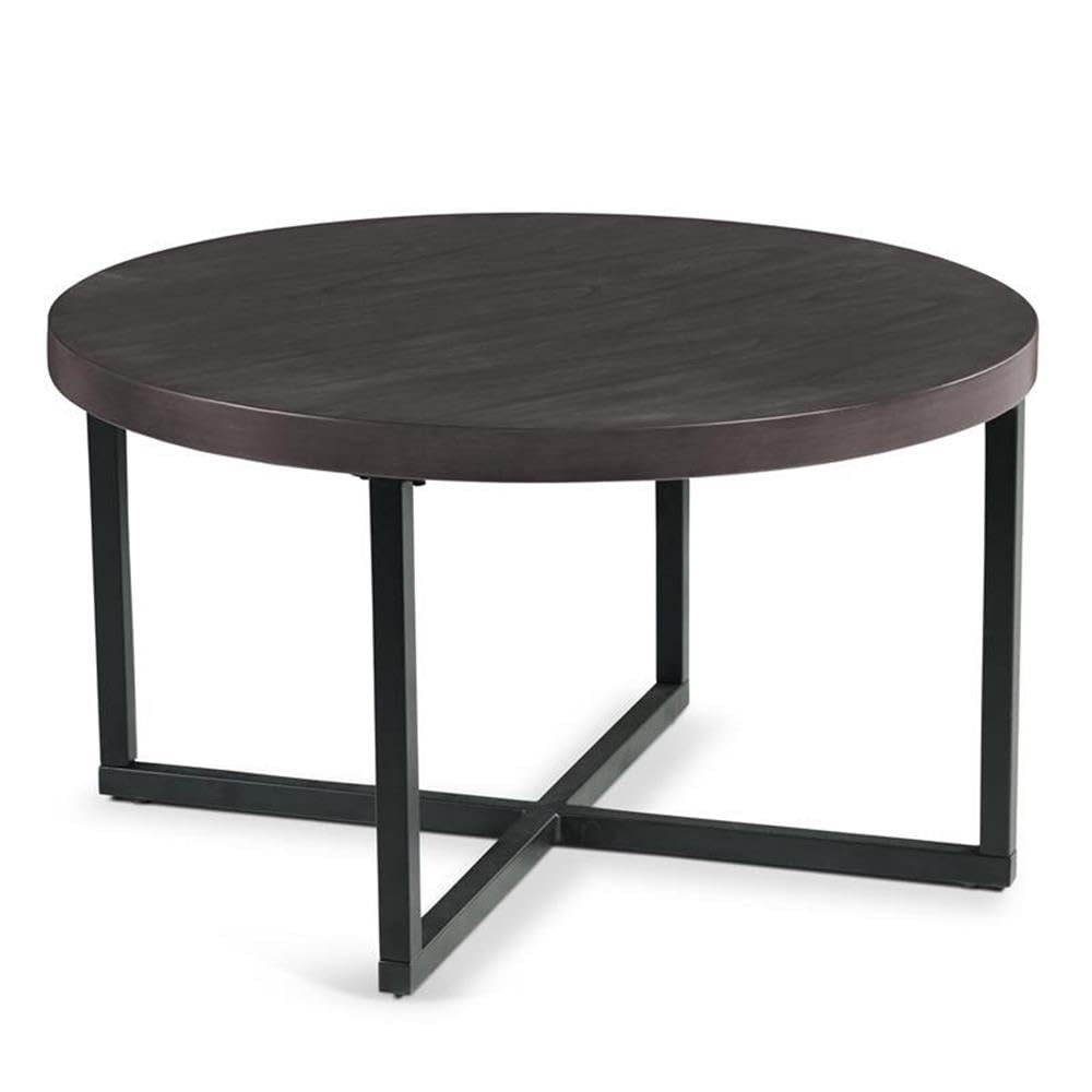 Round Coffee Table Set with 4 Gray Linen Stools D5352