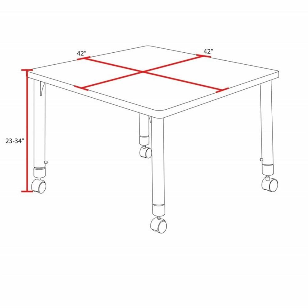 42" Square Mobile Table with 4 Stack Chairs L78412
