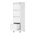 White 4 Drawer Metal File Cabinet with Wheels U66727