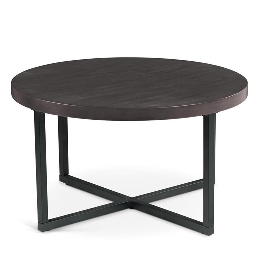 Round Coffee Table Set with 4 Gray Linen Stools D5352