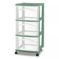 3 Drawer Green Plastic Storage Cart with Wheels J1193