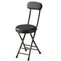 18in Tall Foldable Upholstered Kitchen Stool with Backrest and Footrest J342060