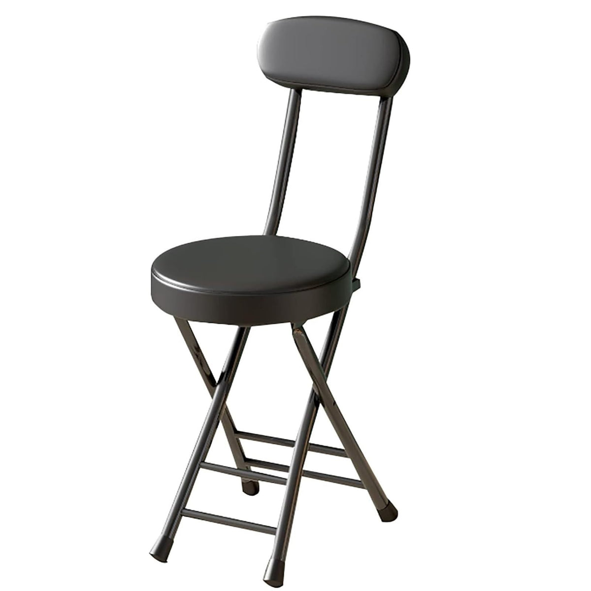 18in Tall Foldable Upholstered Kitchen Stool with Backrest and Footrest J342060