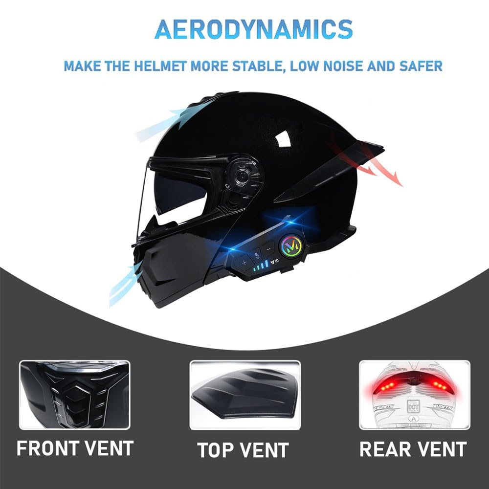 DOT Approved Flip Up Full Face Dual Visor Modular Motorcycle Helmet V601205