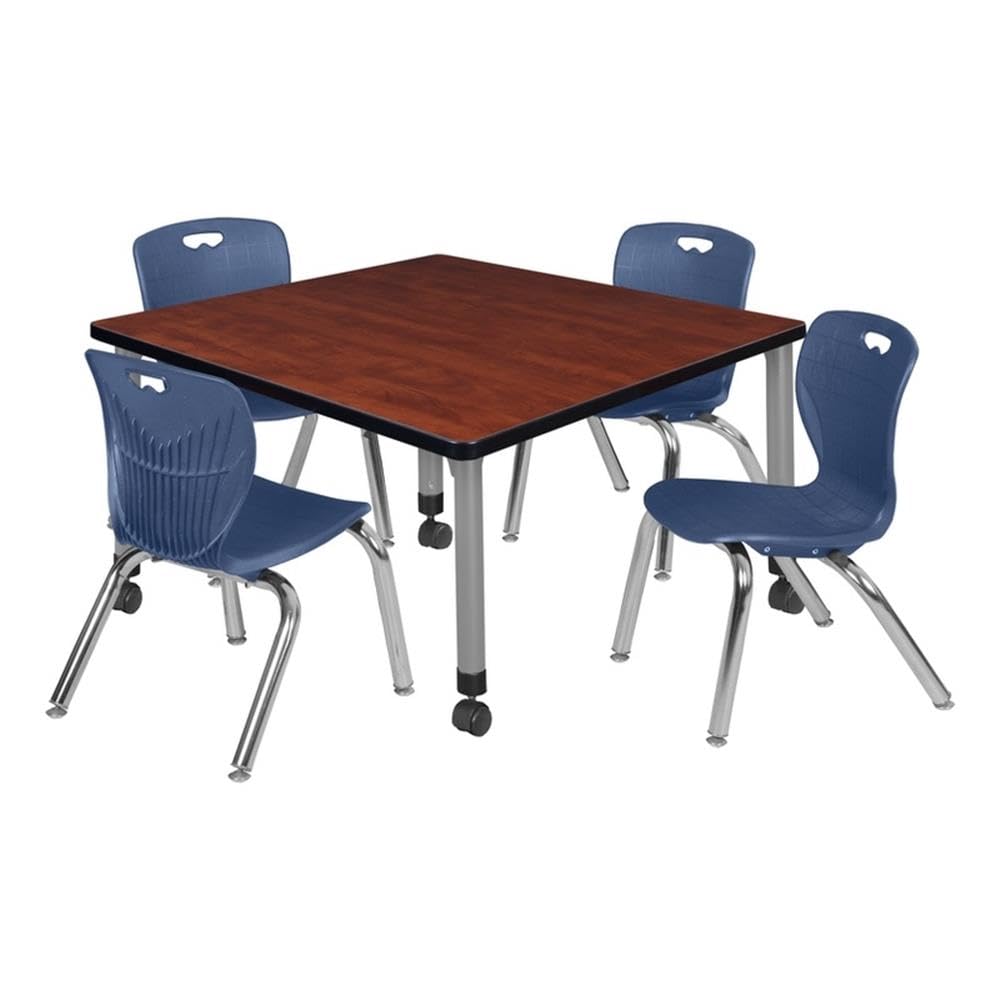 42" Square Mobile Table with 4 Stack Chairs L78412