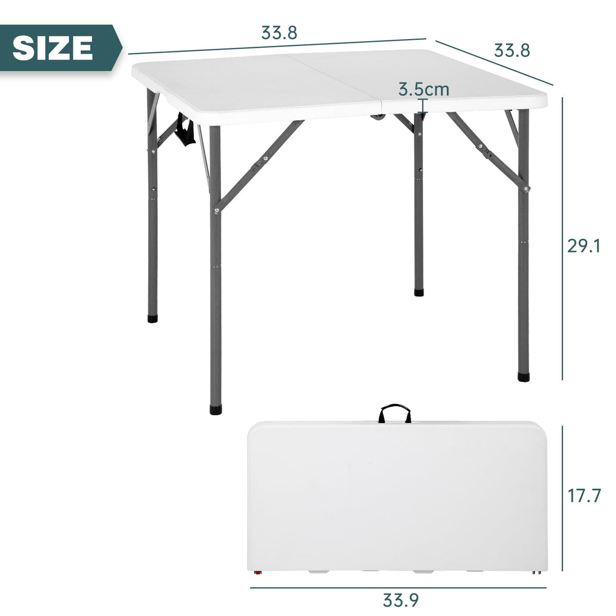 34" White Folding Plastic Table N7756