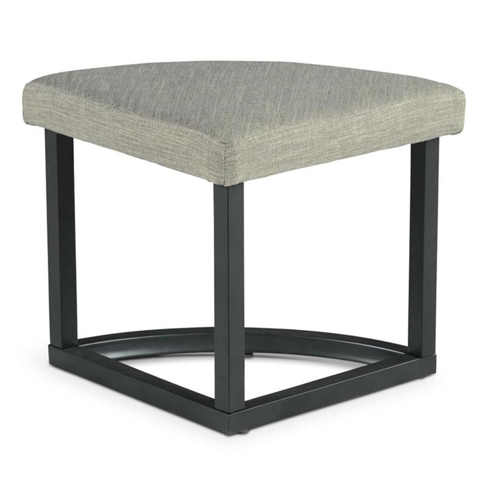 Round Coffee Table Set with 4 Gray Linen Stools D5352