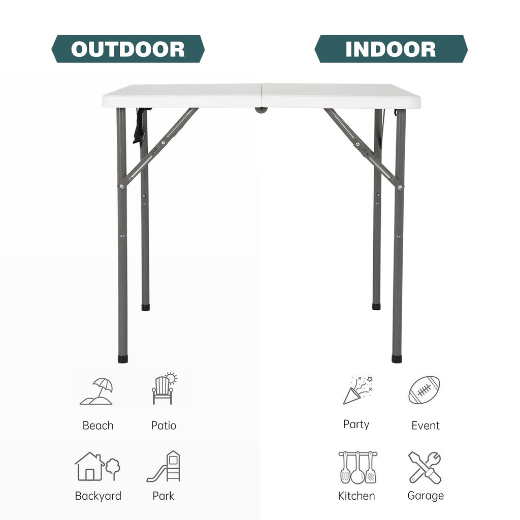 34" White Folding Plastic Table N7756
