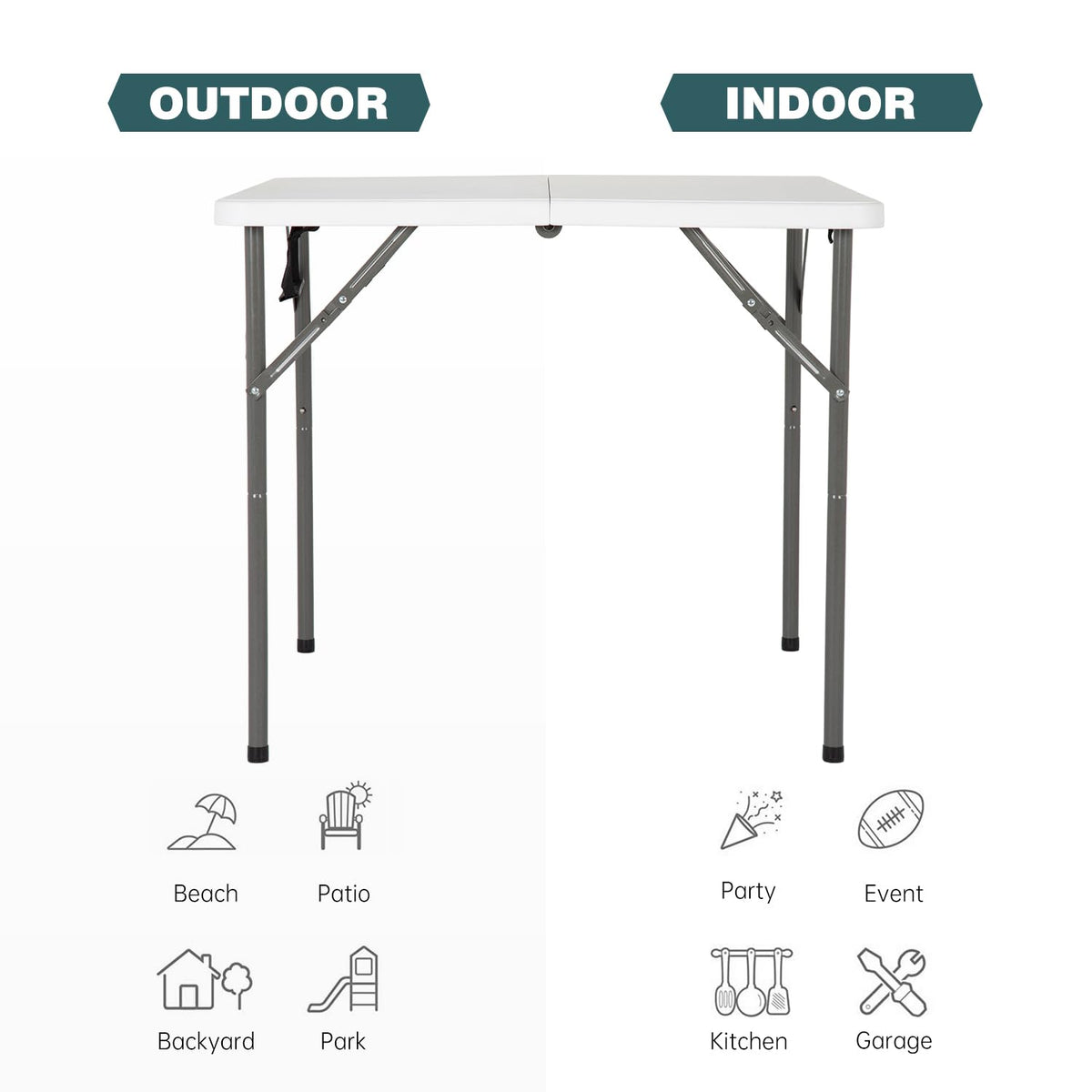 34" White Folding Plastic Table N7756