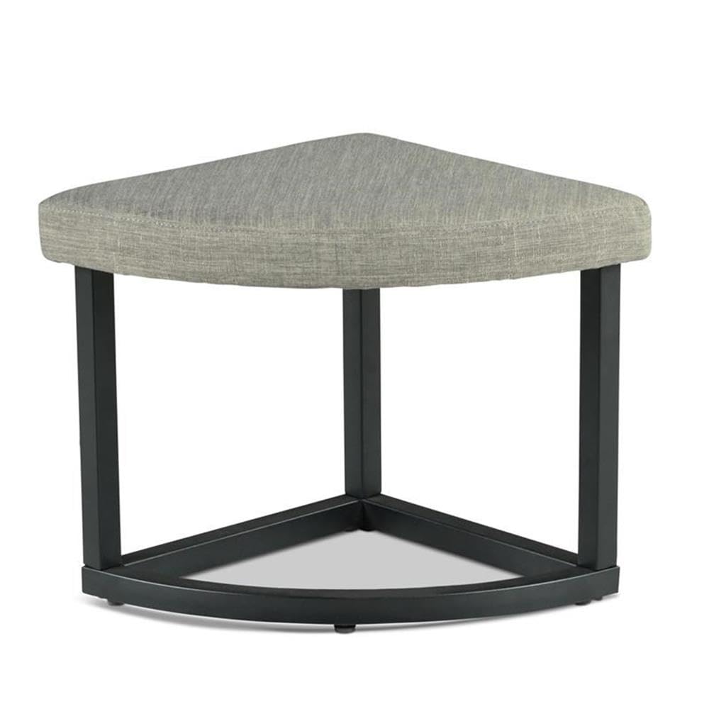 Round Coffee Table Set with 4 Gray Linen Stools D5352
