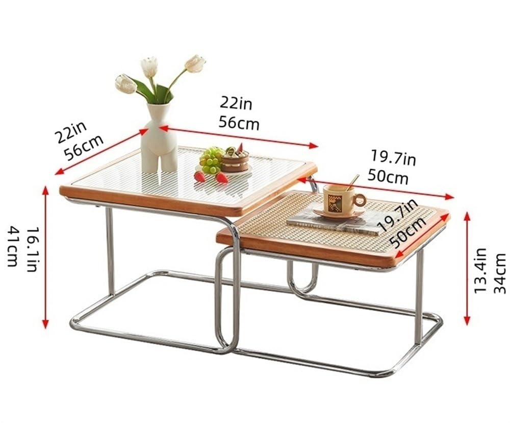 Square Coffee Table Set of 2 Rattan D4112