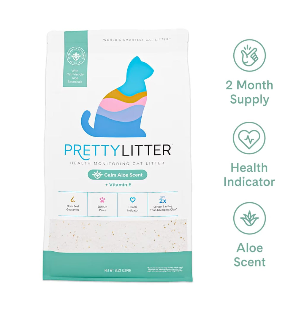 Cat Litter, Calm Aloe Scent with Vitamin E, Non-Clumping Silica Crystals, 8 Lbs V35697