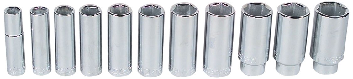 1/2 Inch Drive 11 Piece 6 Point Deep Socket Set B127