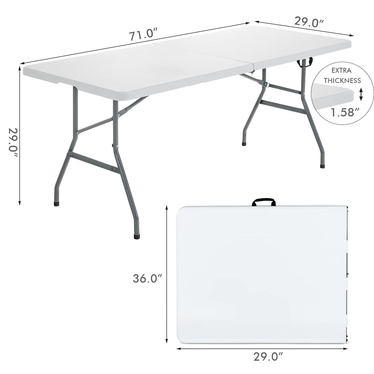 6ft White Folding Table P6171