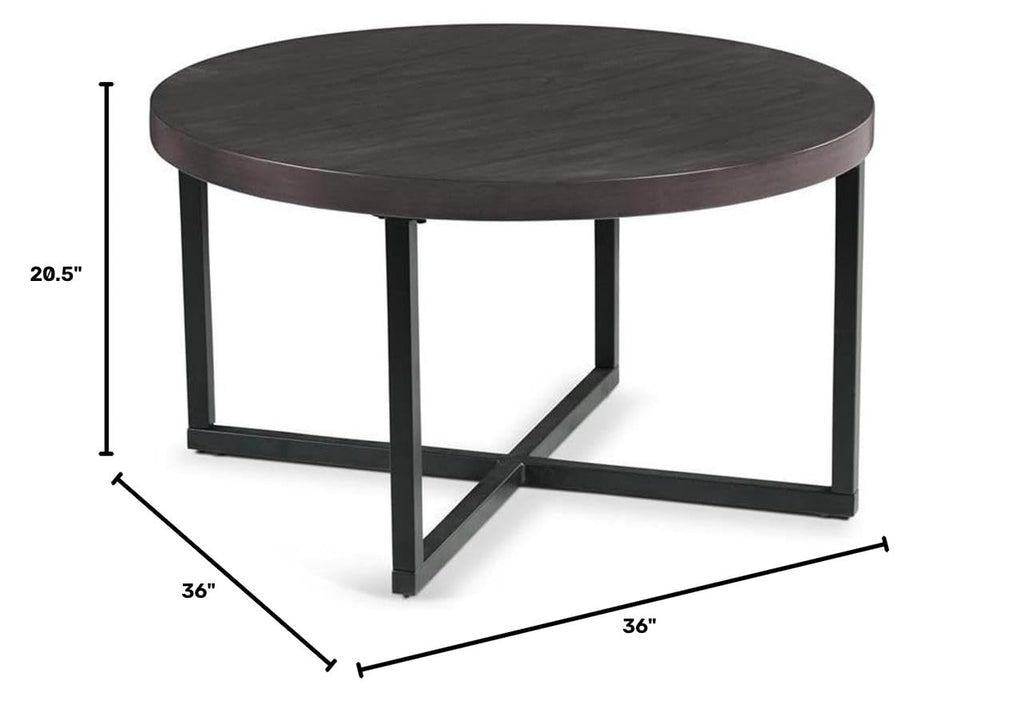 Round Coffee Table Set with 4 Gray Linen Stools D5352