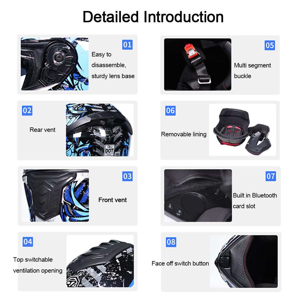 Modular Flip-Up Full Face Motorcycle Helmet with Dual Visor U2967
