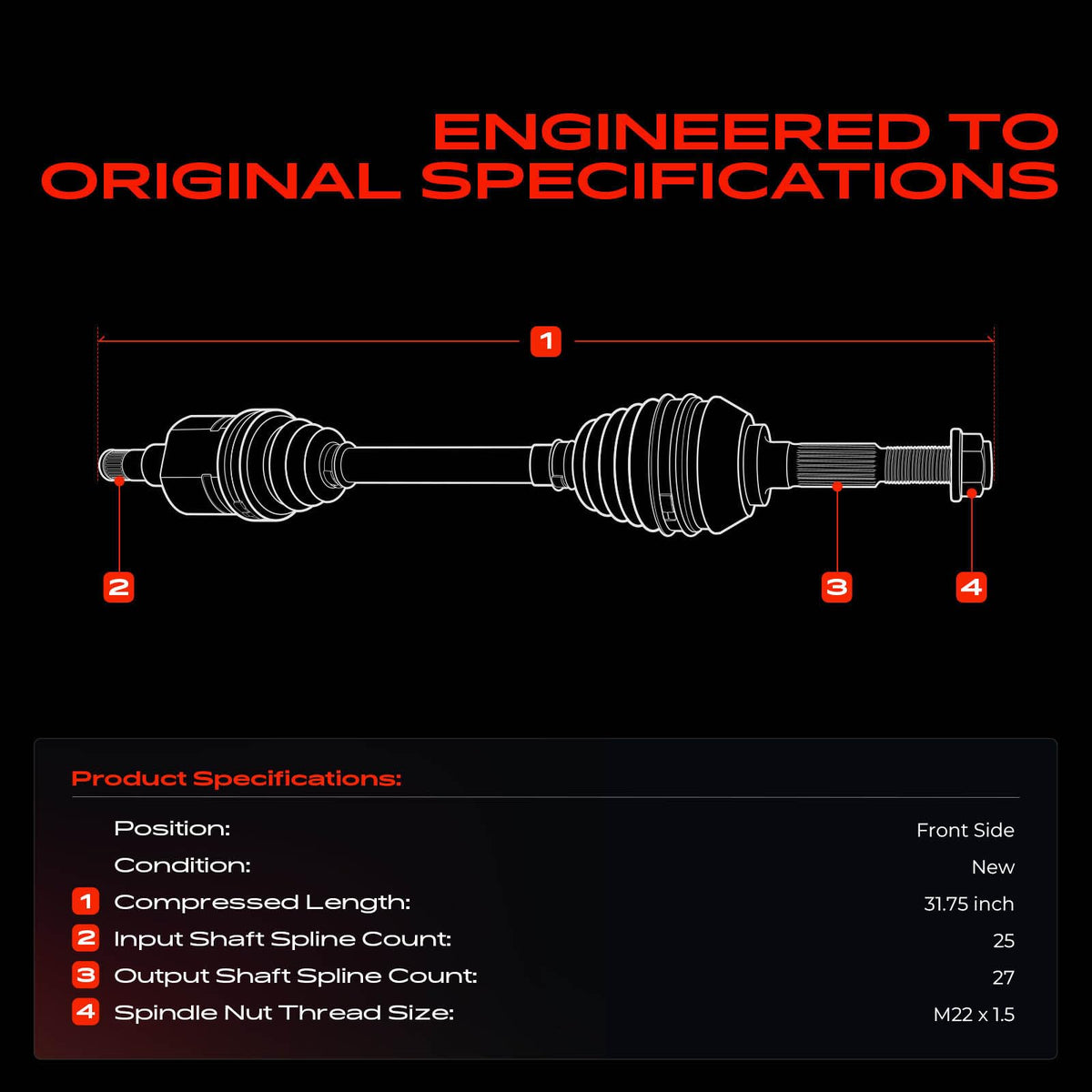 Front CV Axle Shaft Assembly V53017