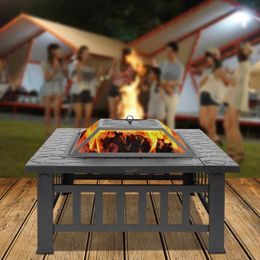 32” Metal Square Wood Burning Fire Pit W8395