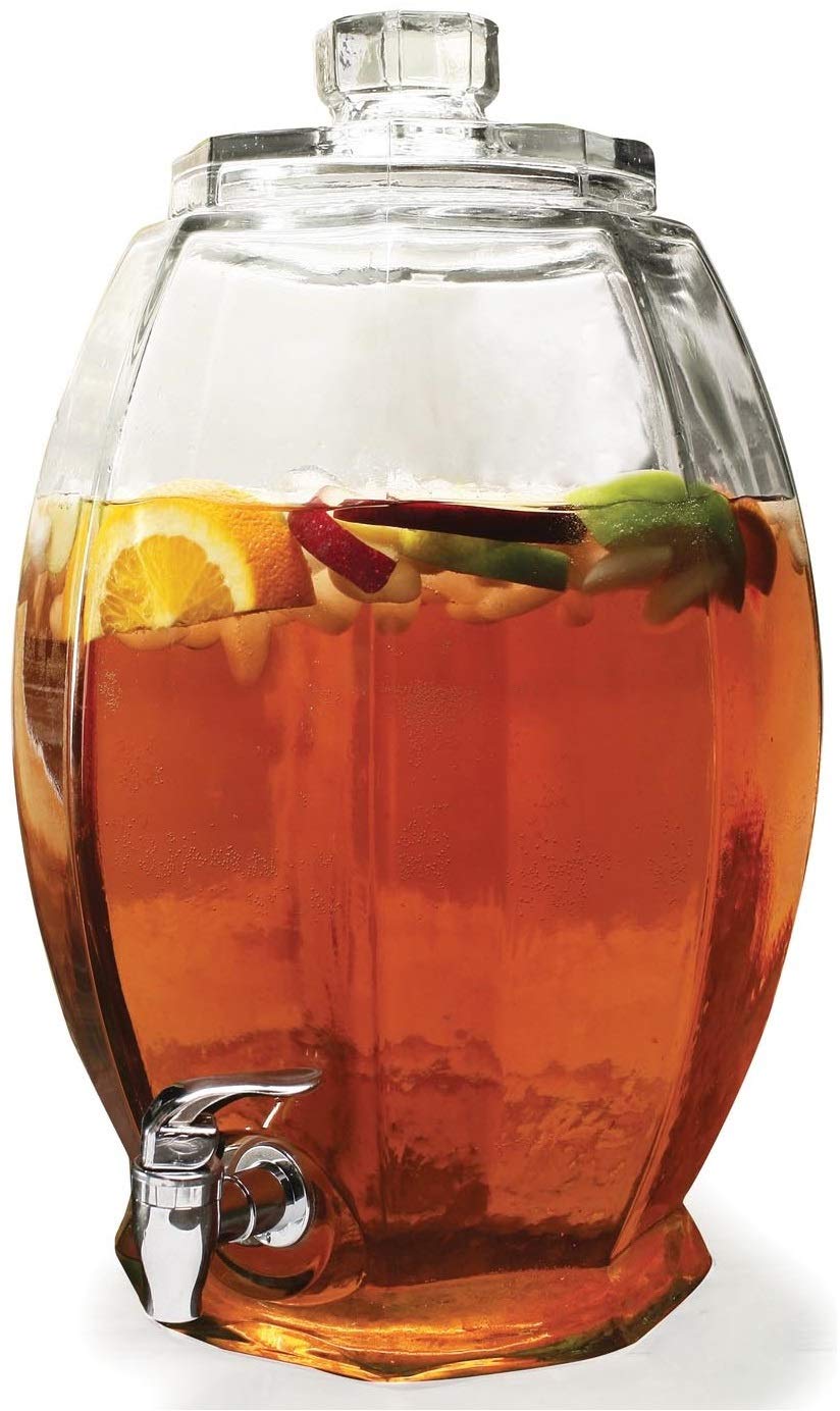 Glass Beverage Dispenser Pitcher with Lid 3 Gal L808