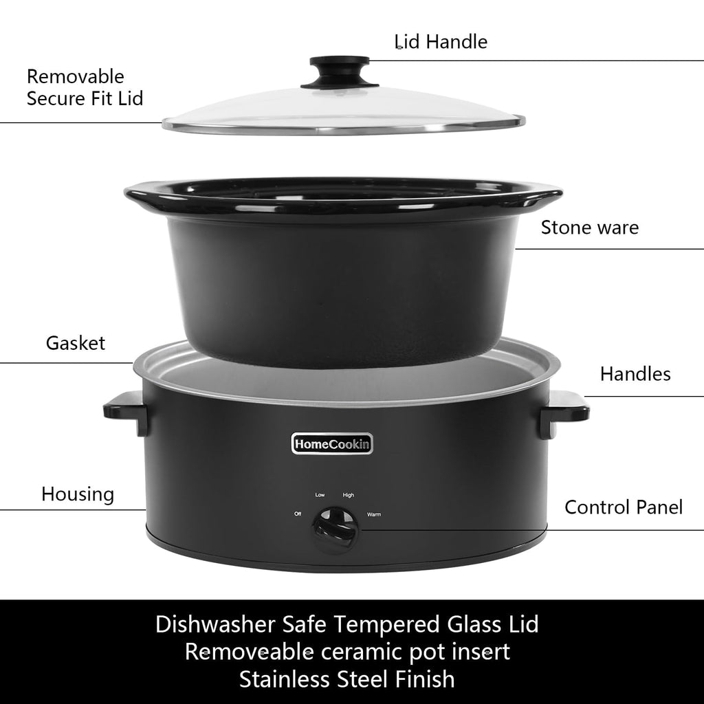 7 Quart Oval Manual Slow Cooker with 3 Cooking Settings U632773