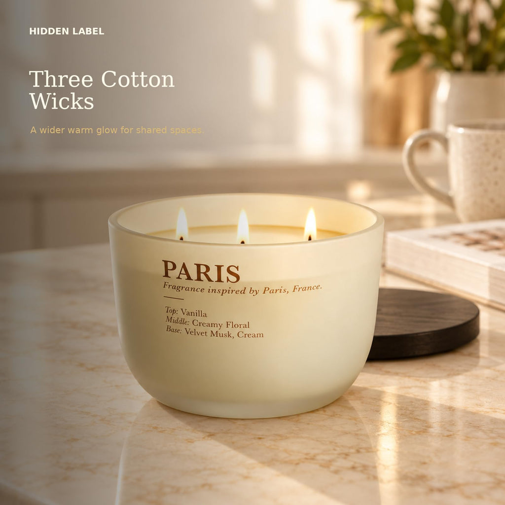 Vanilla Cream Scented Candle, 16 oz, 3-Wick Soy Wax D946