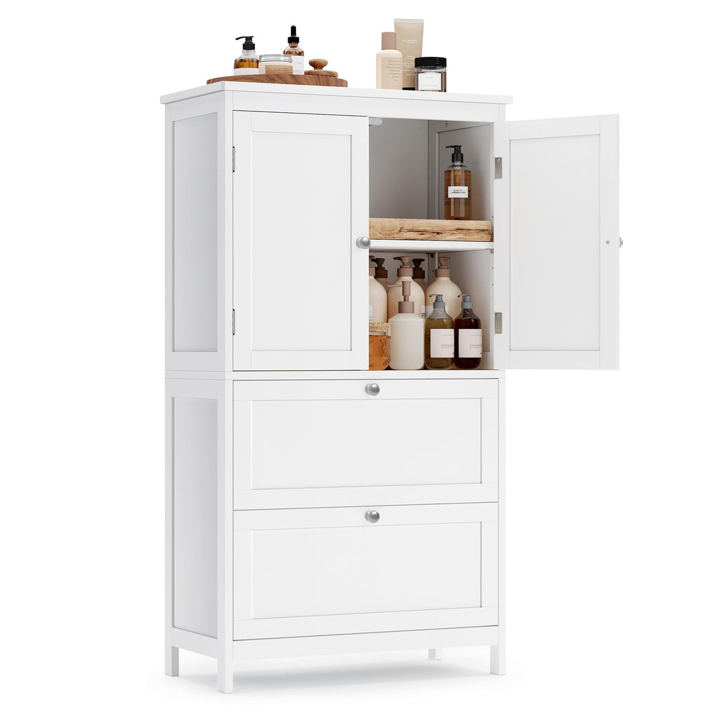 Cloud White Bathroom Floor Cabinet with 2 Doors, 2 Drawers R88365