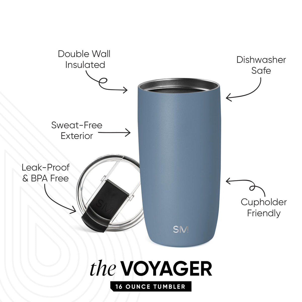 Blue 16oz Travel Coffee Mug with Lid L249