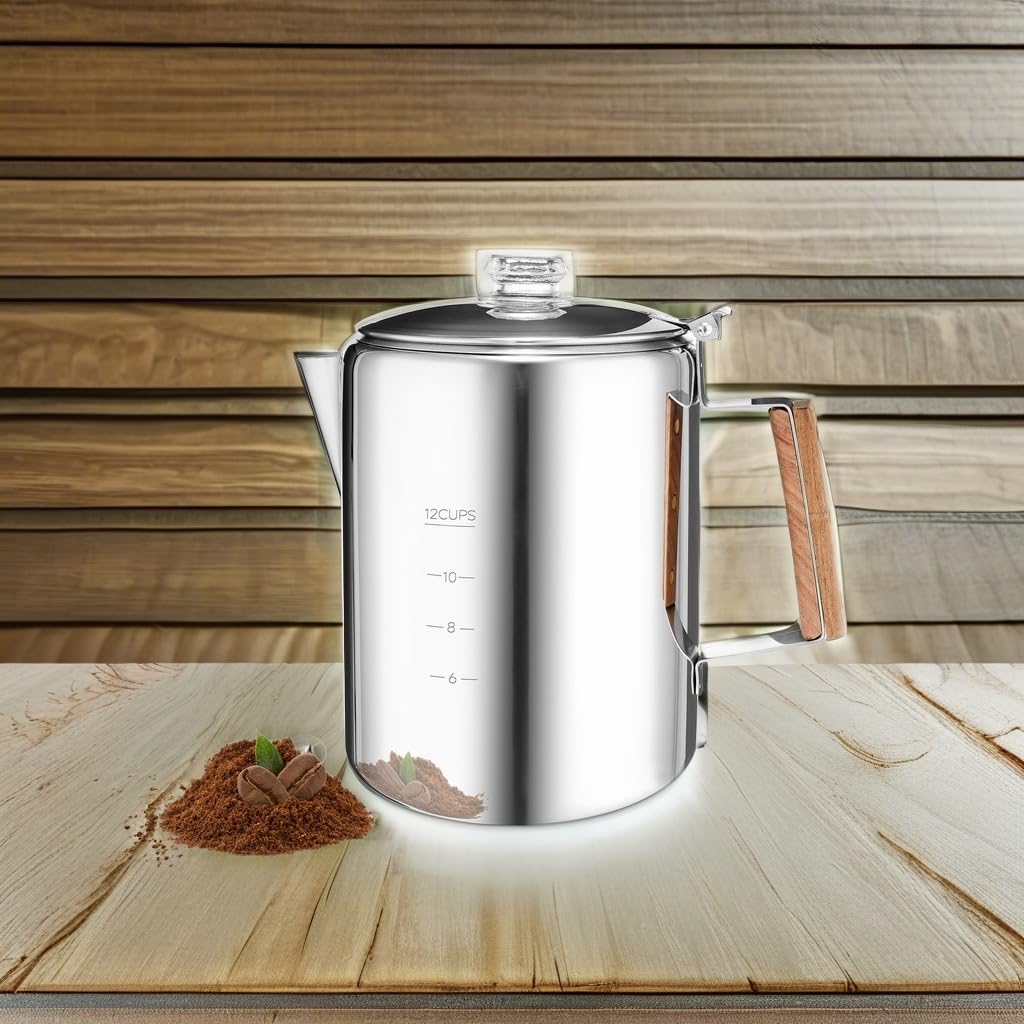 12 Cup Stainless Steel Camping Percolator Coffee Pot L519