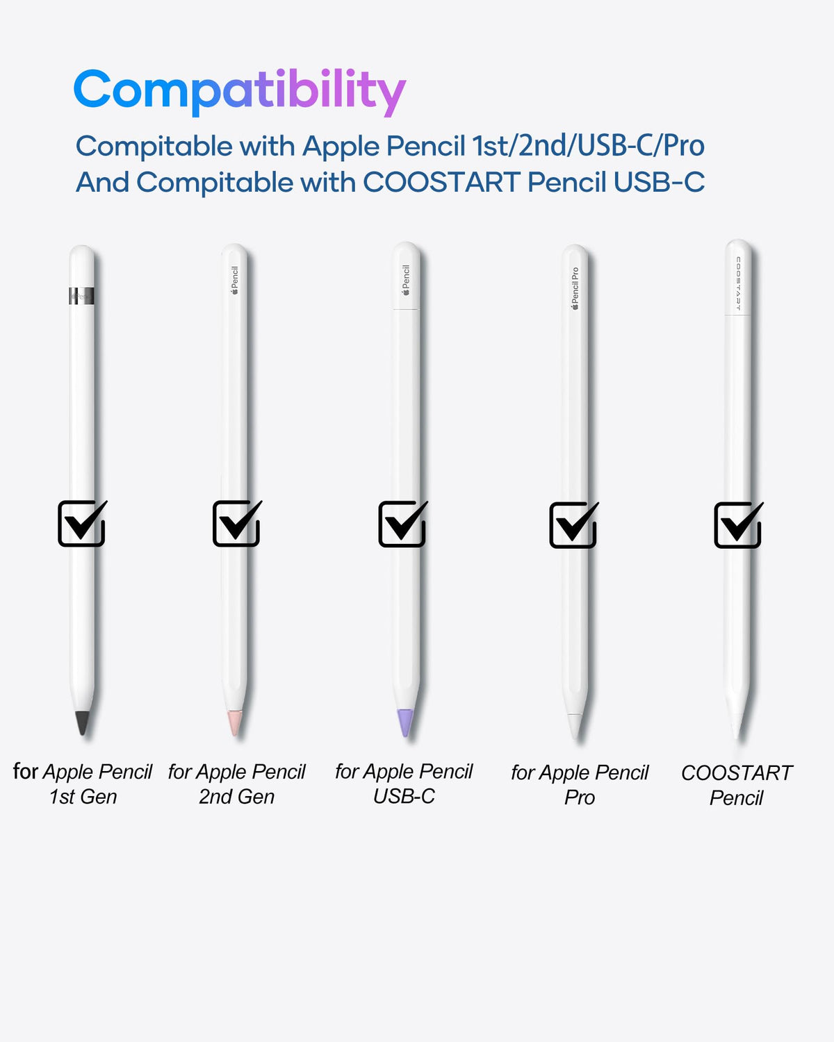 Compatible with Apple Pencil 2nd Gen/1st Gen/USB-C/Apple Pencil Pro, 4 Colors, 6 Pack L6035