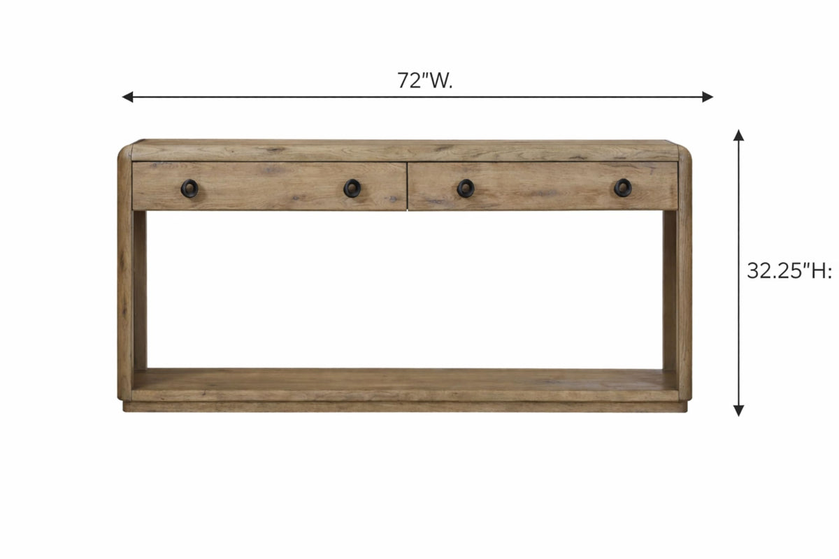 Oak Console Table with Two Drawers and Lower Shelf F28413