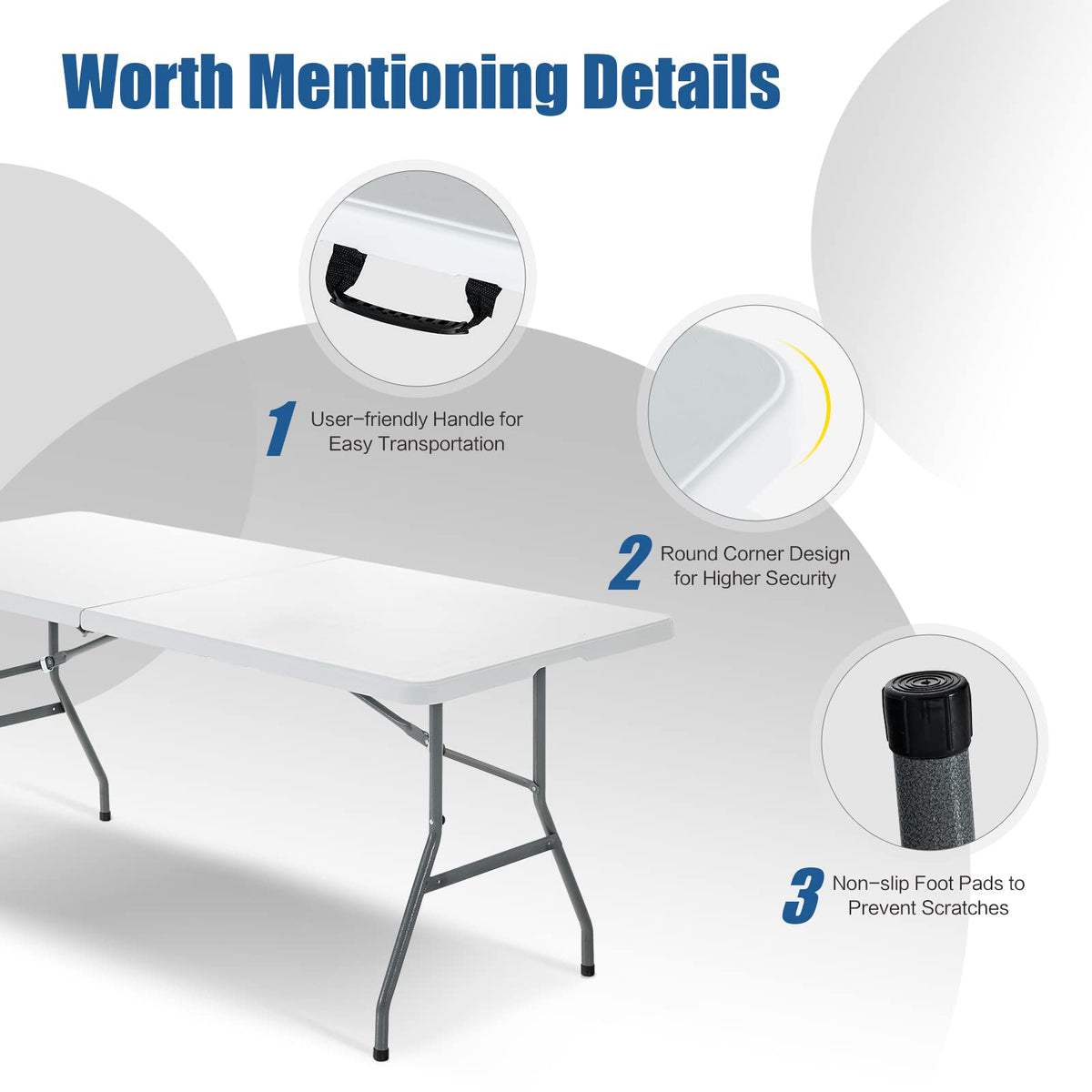 6ft White Folding Table P6171