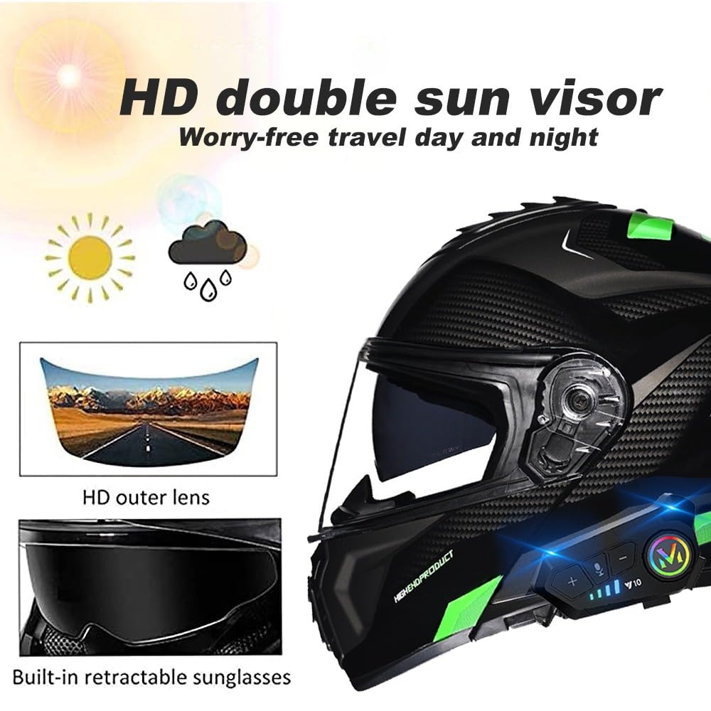 DOT Approved Flip Up Full Face Dual Visor Modular Motorcycle Helmet V601205