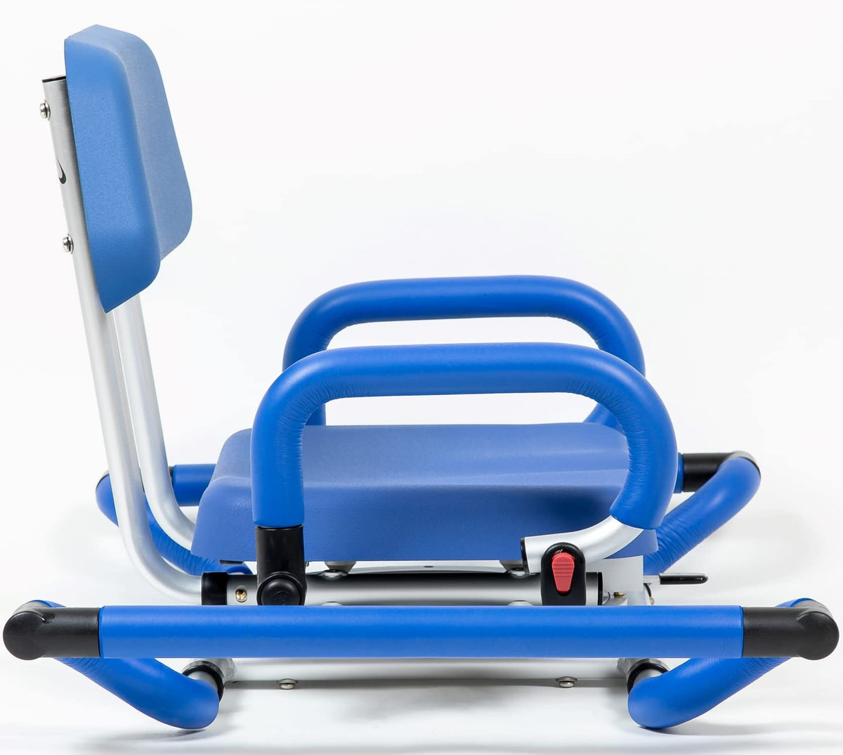 Blue Tub-Mounted Shower Chair with Padded Seat Back and Arms D6318