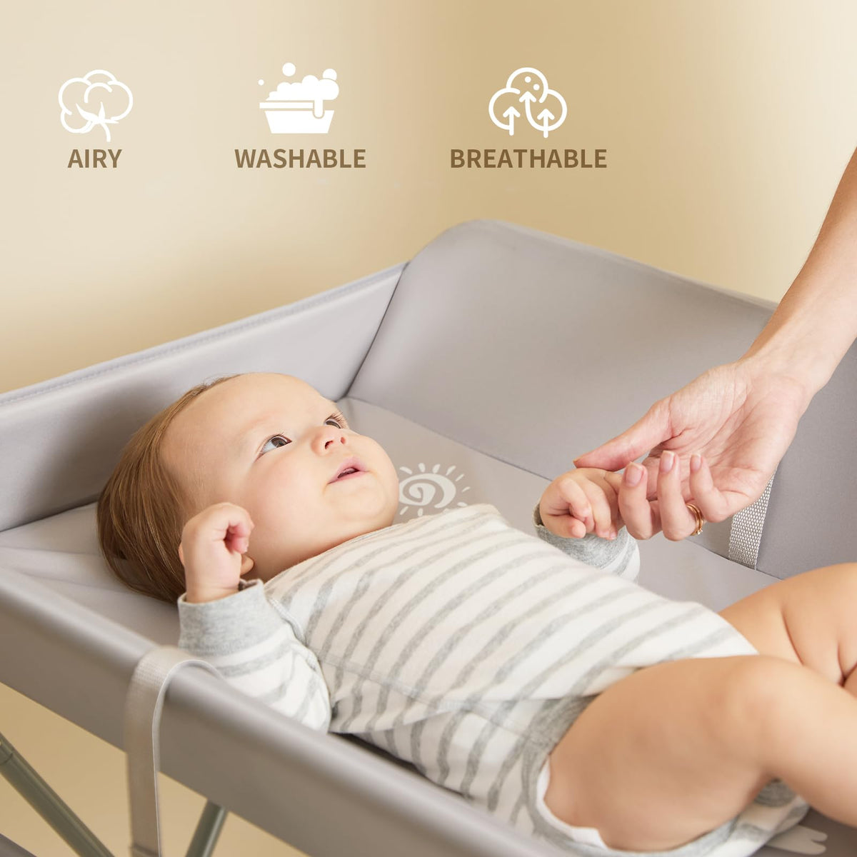 Baby Changing Table with Wheels, Portable Diaper Changing Station with 4-Level Height Adjustment J92860