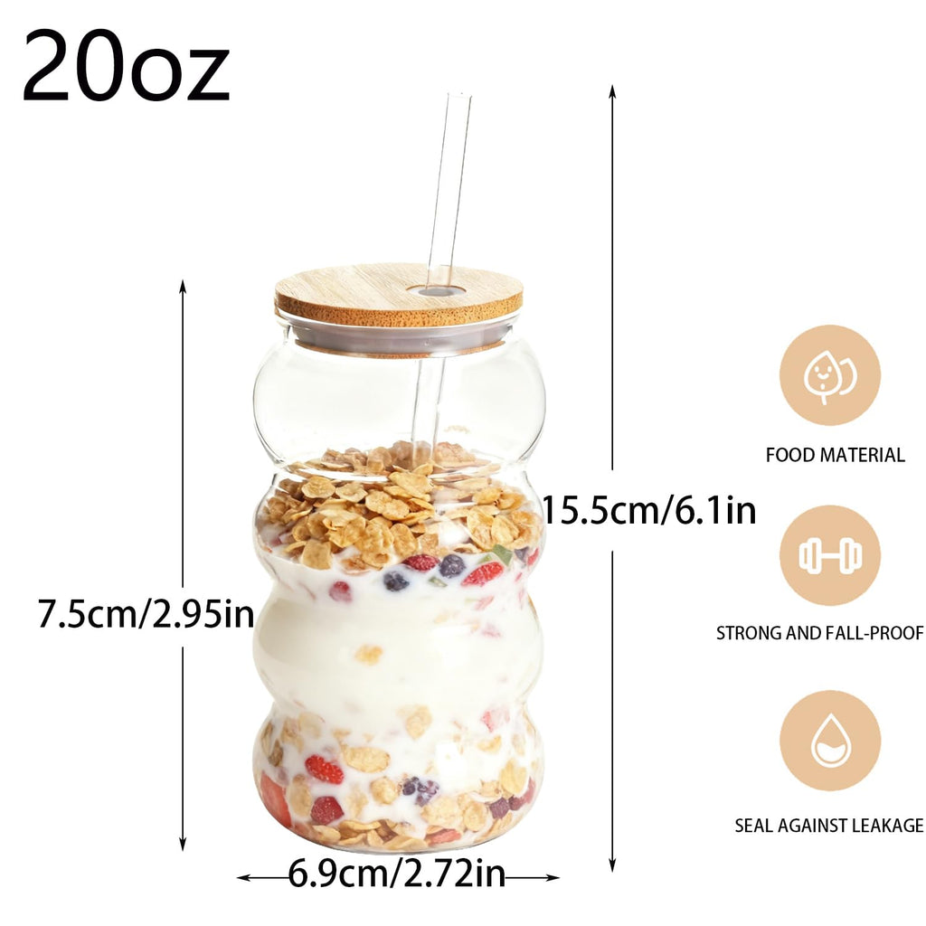 20oz Reusable Clear Plastic Tumbler with Lid and Straw, 6 Pack E214