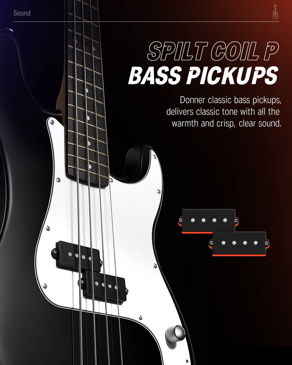 Electric Bass 4 Strings Full-Size Guitar Kit PB-Style Black G8783