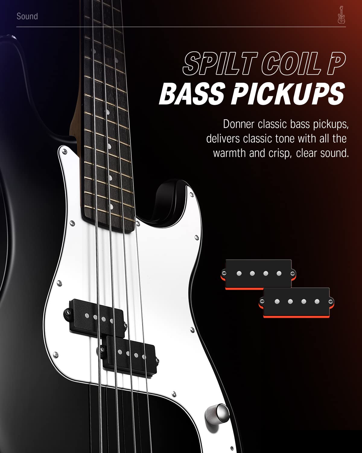 Electric Bass 4 Strings Full-Size Guitar Kit PB-Style Black G8783