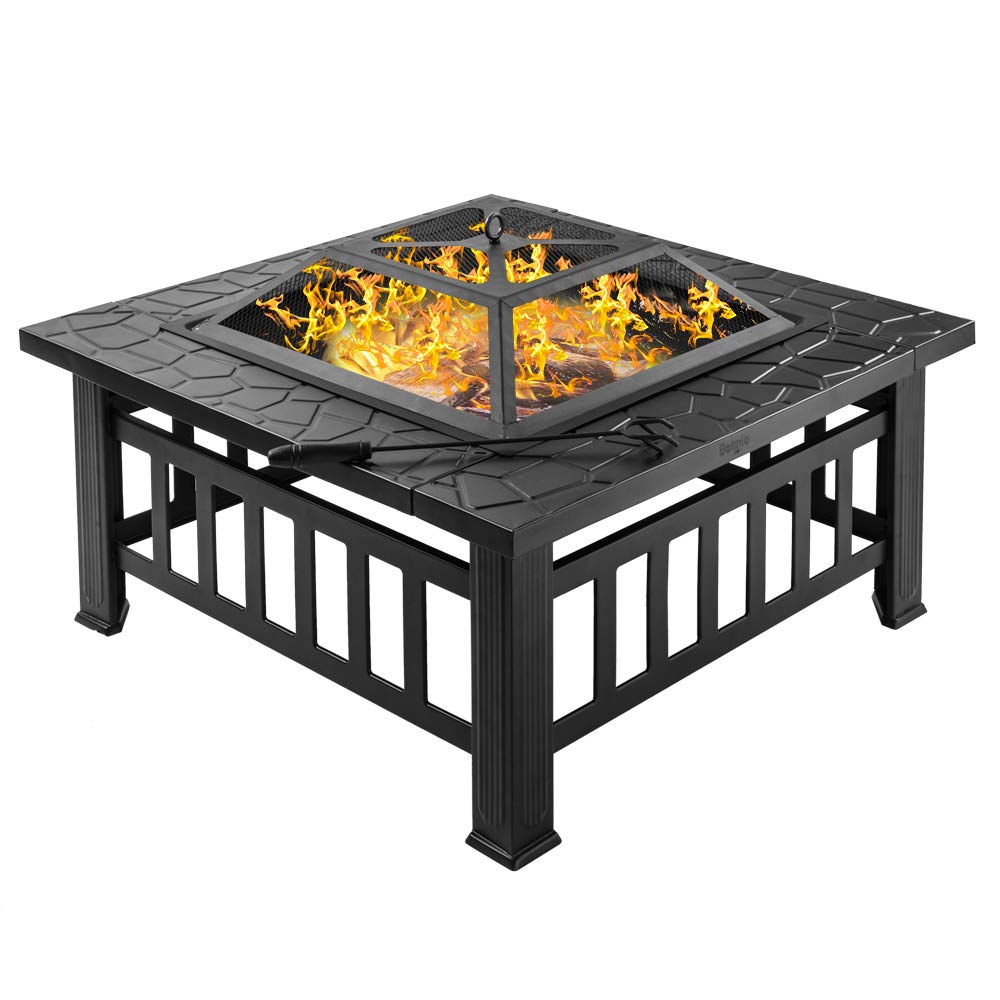 32” Metal Square Wood Burning Fire Pit W8395