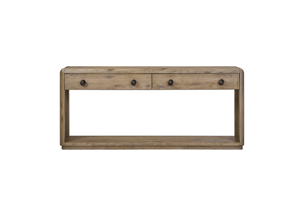 Oak Console Table with Two Drawers and Lower Shelf F28413