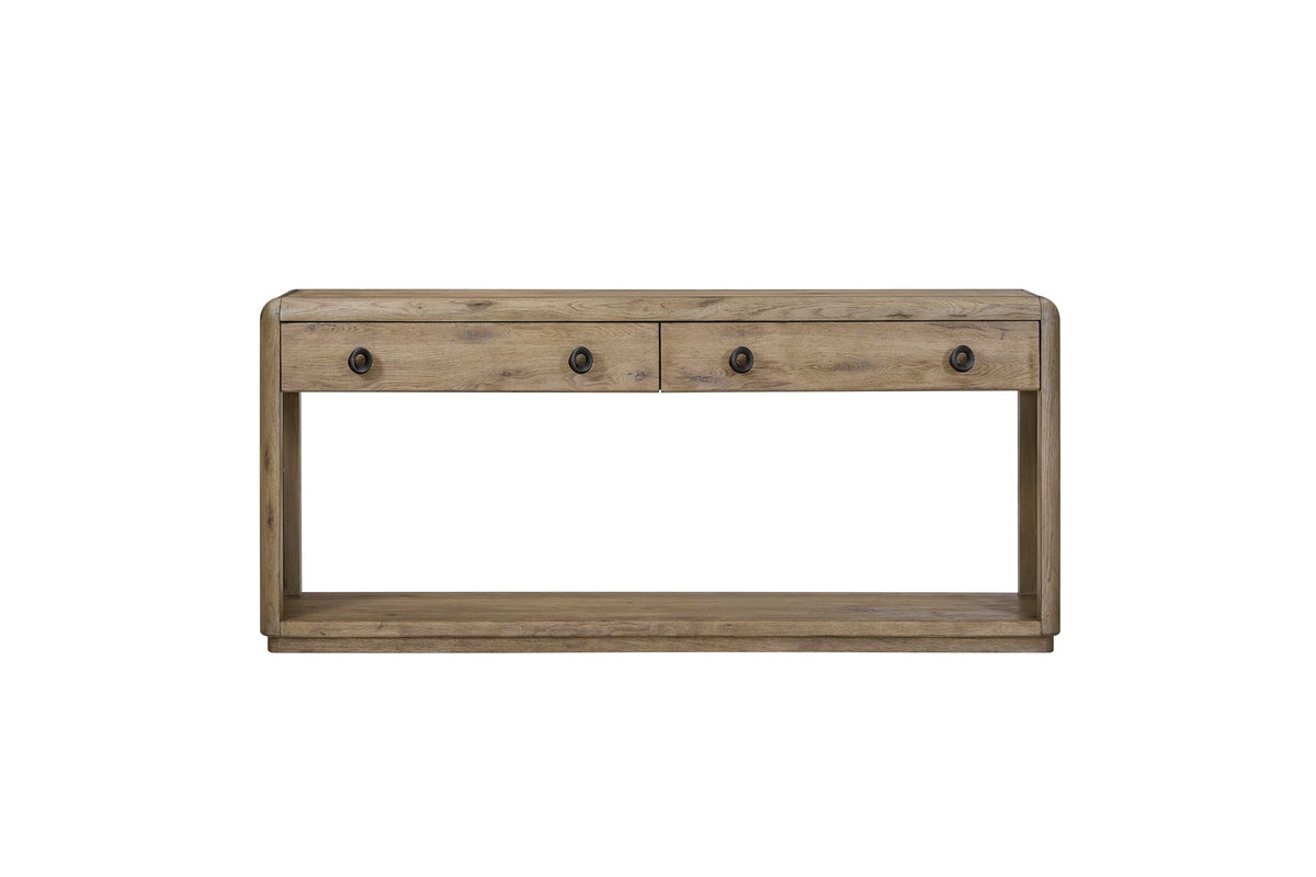 Oak Console Table with Two Drawers and Lower Shelf F28413