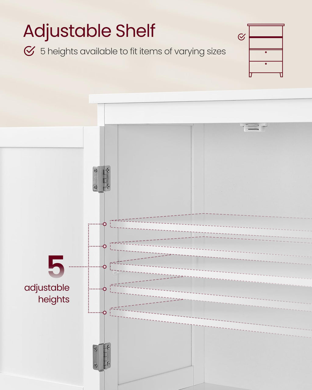 Cloud White Bathroom Floor Cabinet with 2 Doors, 2 Drawers R88365
