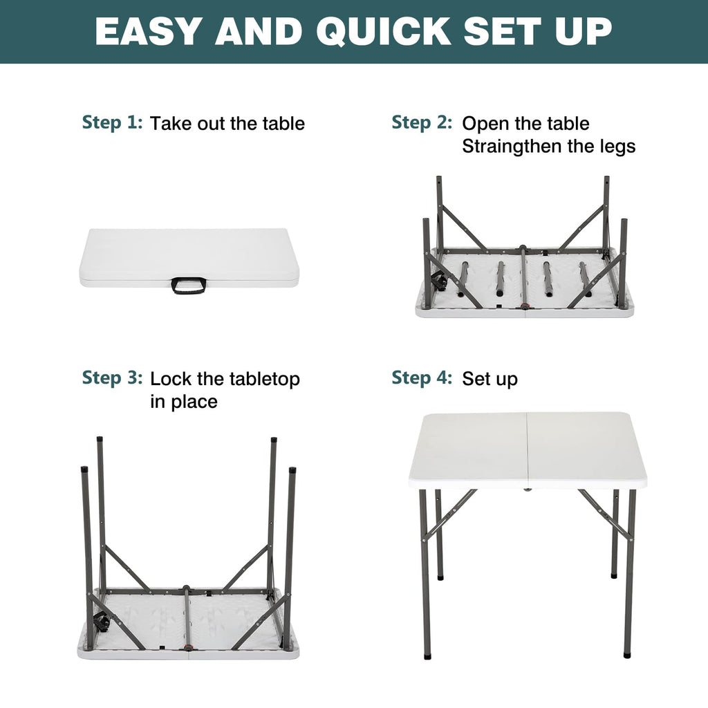 34" White Folding Plastic Table N7756