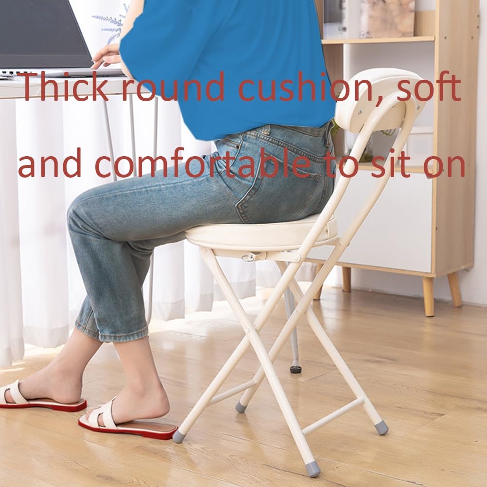 Portable Folding Stool with Back Support, Footrest, Padded Seat, Black H854