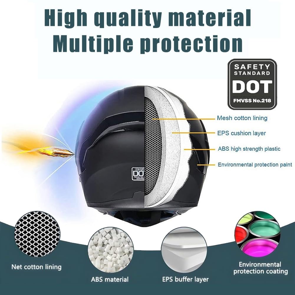 DOT Approved Flip Up Full Face Dual Visor Modular Motorcycle Helmet V601205