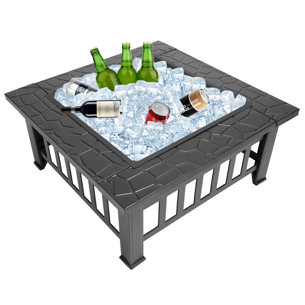 32” Metal Square Wood Burning Fire Pit W8395