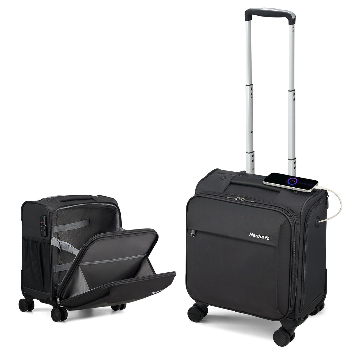 16 Inch Underseat Carry On Luggage with Wheels Dark Gray J538552