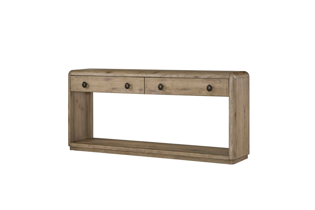 Oak Console Table with Two Drawers and Lower Shelf F28413