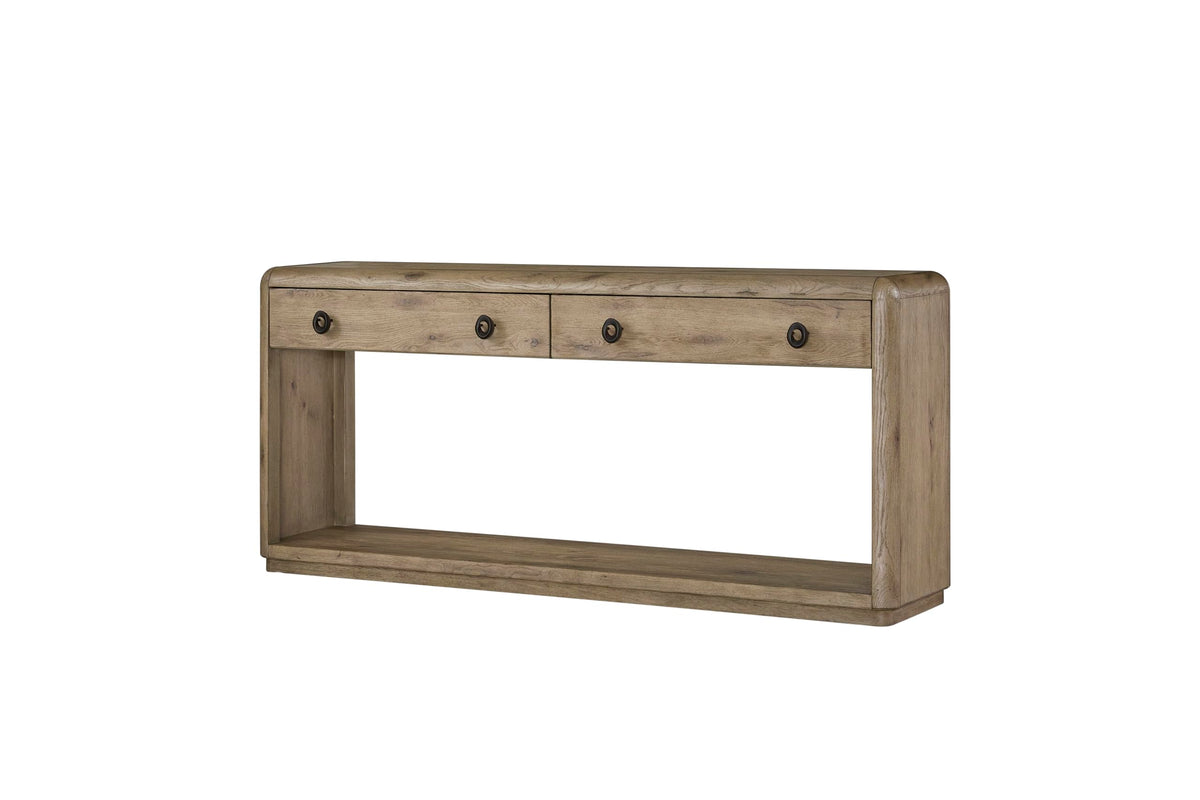 Oak Console Table with Two Drawers and Lower Shelf F28413