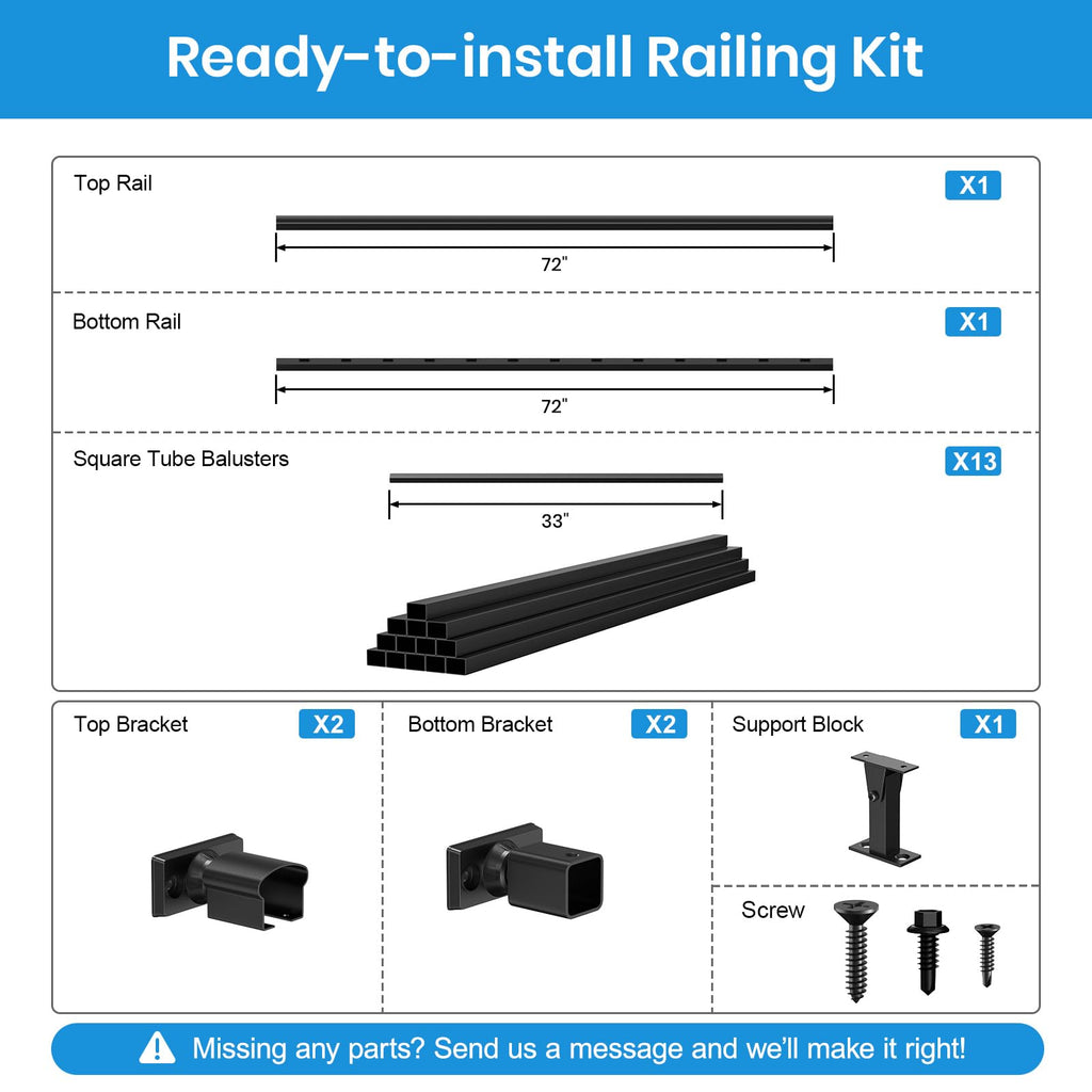 Black Aluminum Deck Railing Kit A158