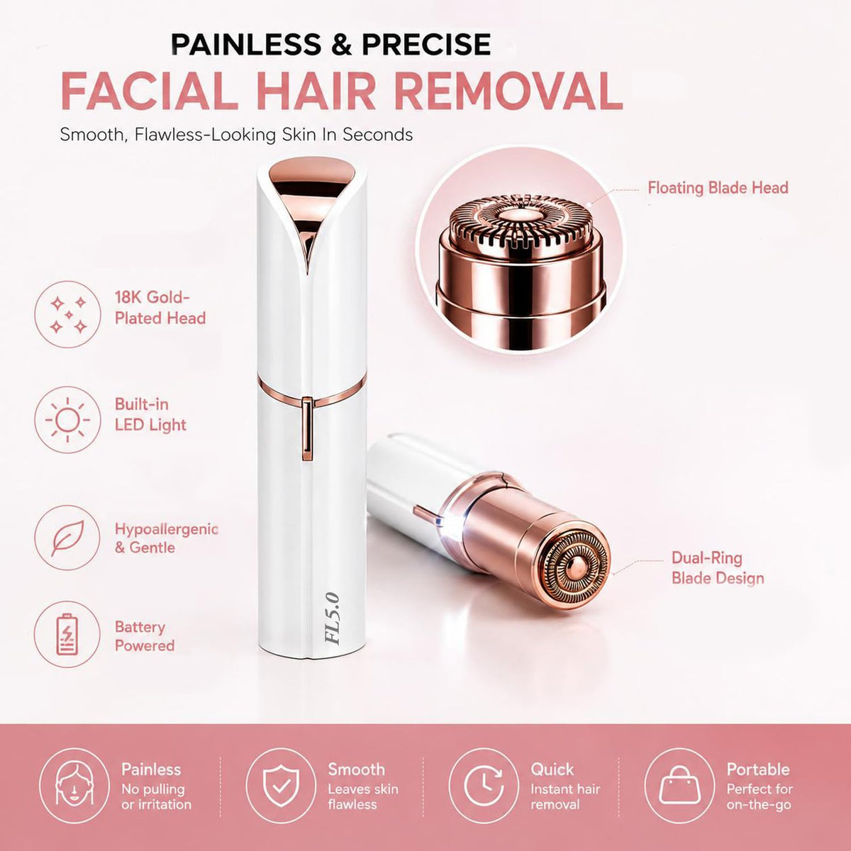 Facial Hair Remover with LED Light E613